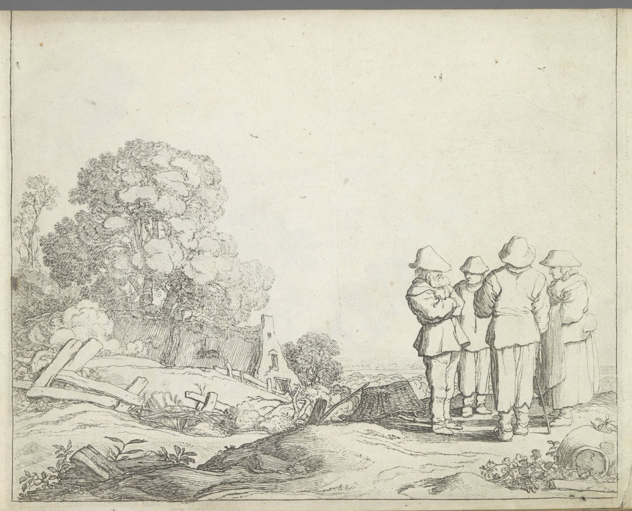 Paesaggio con tre contadini e una contadina da Pieter de Molijn