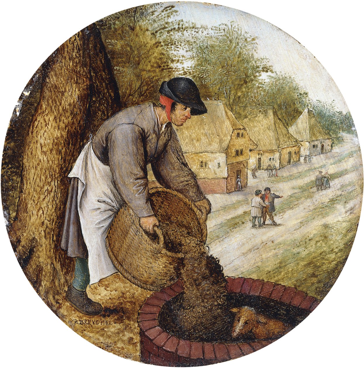 Un proverbio - Riempire il pozzo dopo che il vitello è annegato da Pieter Brueghel the Younger