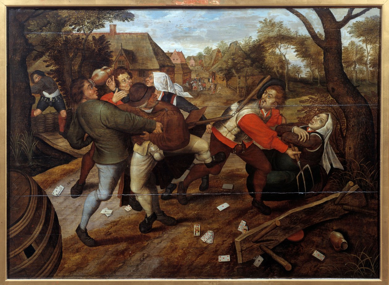 Contadini che litigano dopo una partita di classi da Pieter the Younger Brueghel