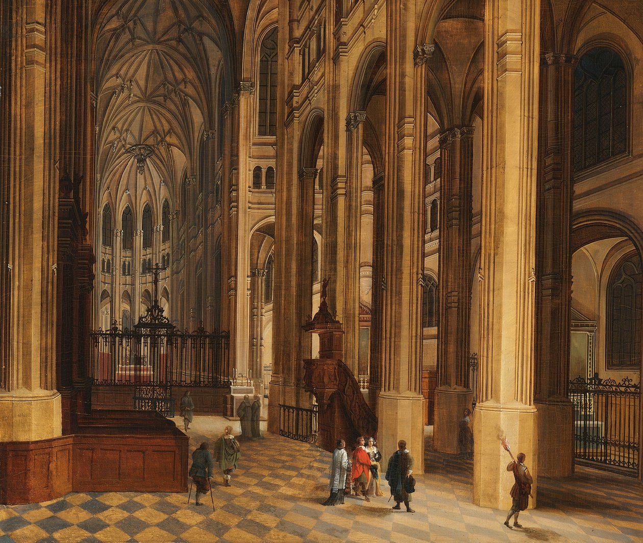 Interno di chiesa (Veduta del coro di St. Eustache, Parigi) (olio su tavola) da Pieter the Younger Neeffs