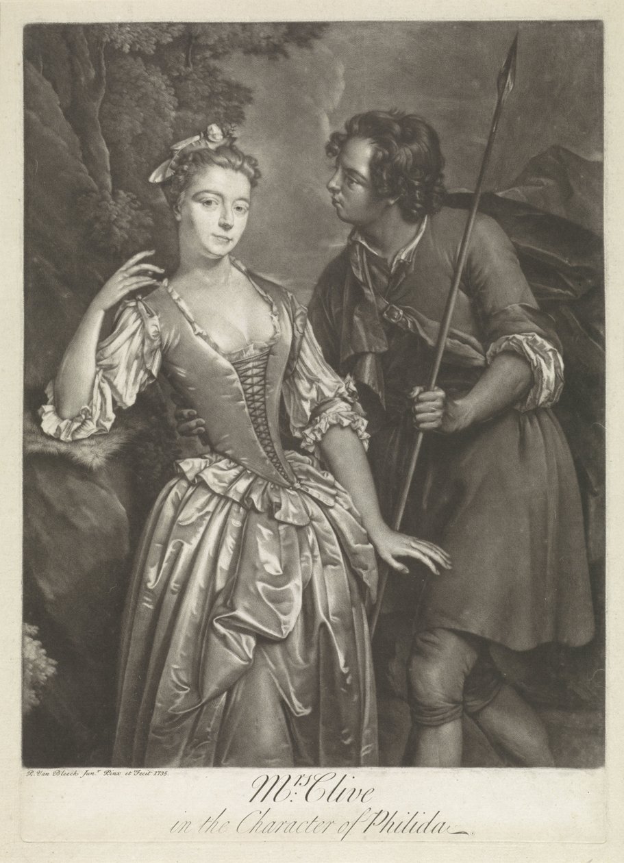 Attrice Catherine Clive nel ruolo di Phillida da Pieter van Bleeck