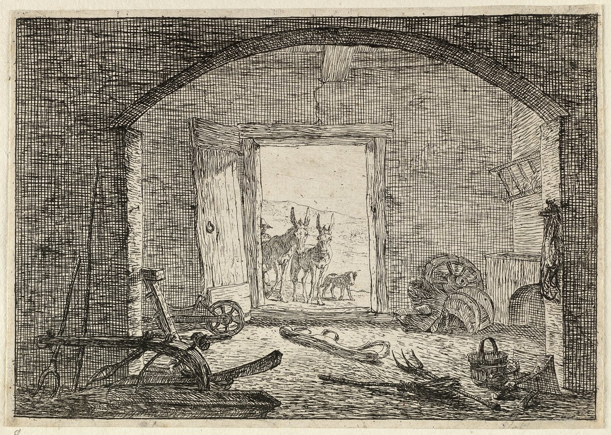 Asini davanti alla porta di una stalla da Pieter van Laer