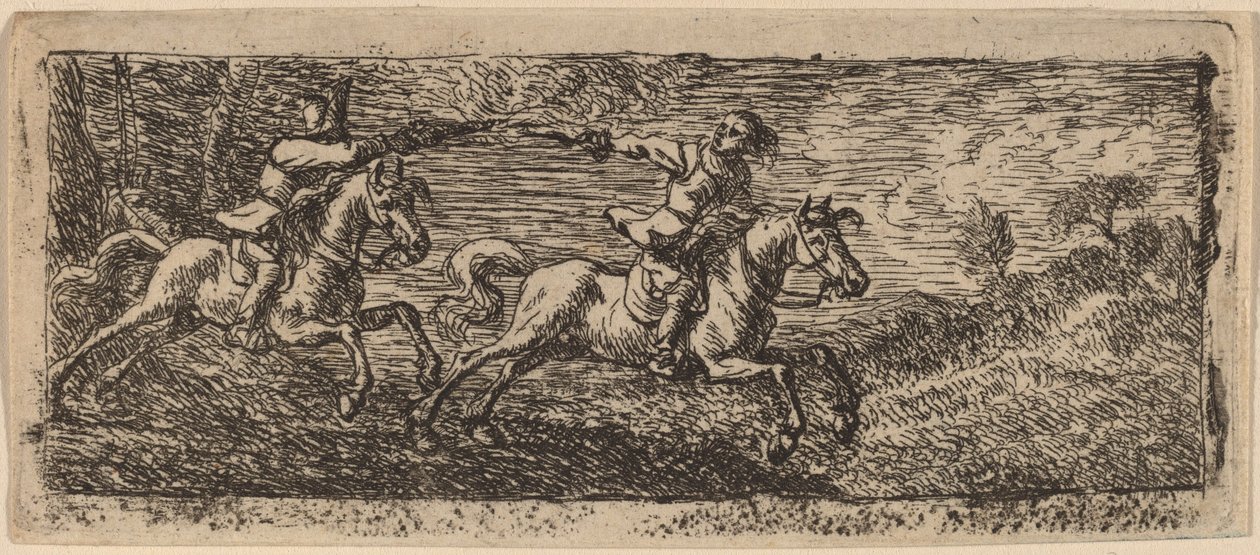 Due cavalieri che combattono da Pieter van Laer