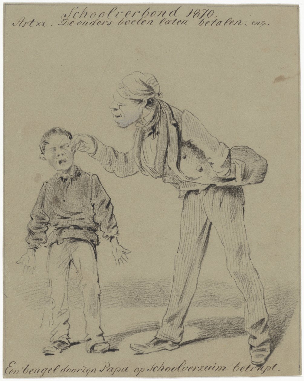 Padre e figlio (un monello sorpreso dal padre a marinare la scuola) da Pieter van Loon