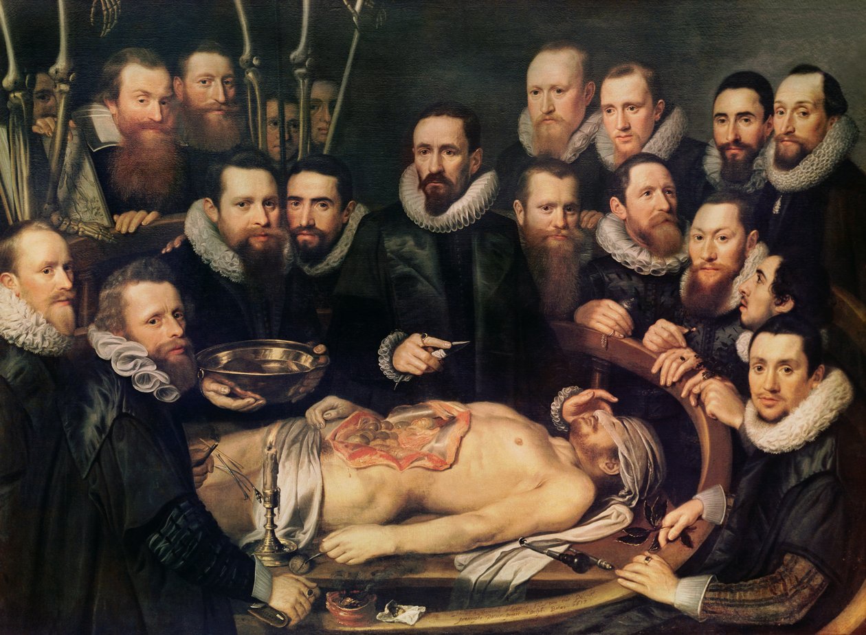 La lezione di anatomia del dottor Willem van der Meer a Delft da Pieter van Miereveld