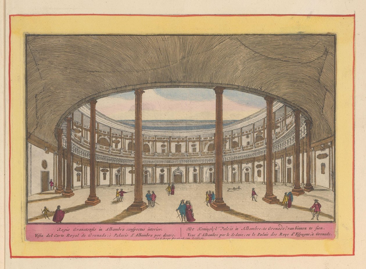 Veduta del cortile interno del Palazzo di Carlo V a Granada da Pieter van den Berge