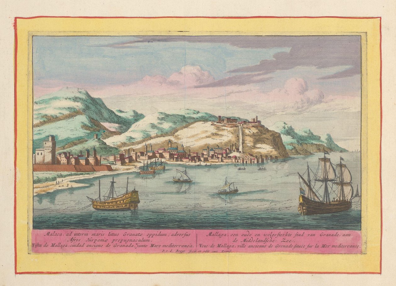 Vista della città di Málaga sul Mediterraneo da Pieter van den Berge