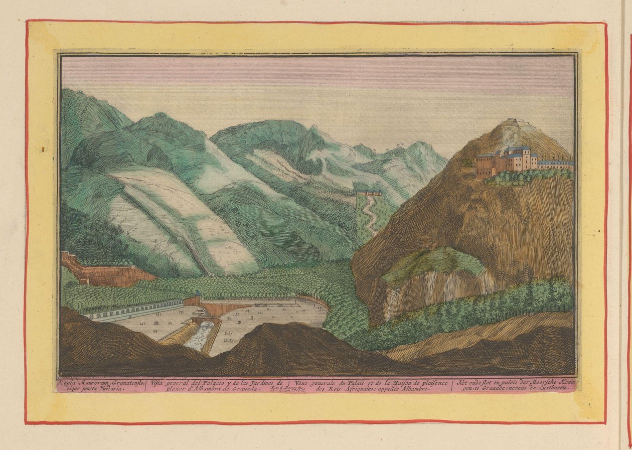 Veduta del palazzo e dei giardini dei re Mori a Granada da Pieter van den Berge