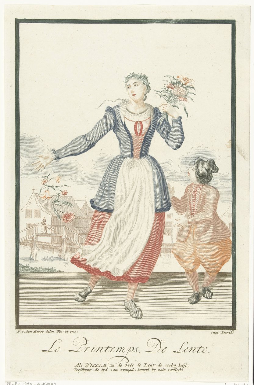Giovane donna con un mazzo di fiori (Primavera) (Le quattro stagioni) da Pieter van den Berge