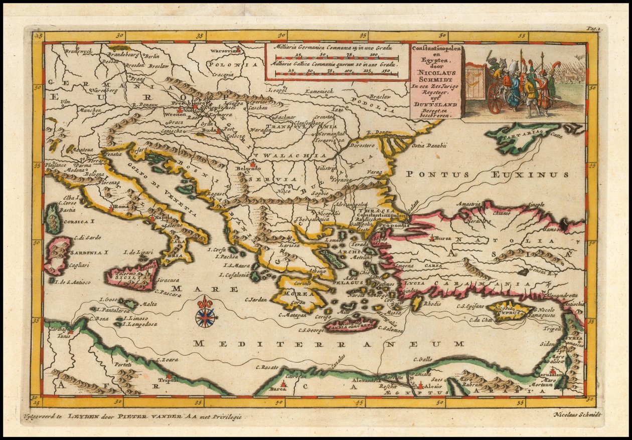 Carta del 1700 del Mediterraneo orientale di Pieter van der Aa da Pieter Van der Aa