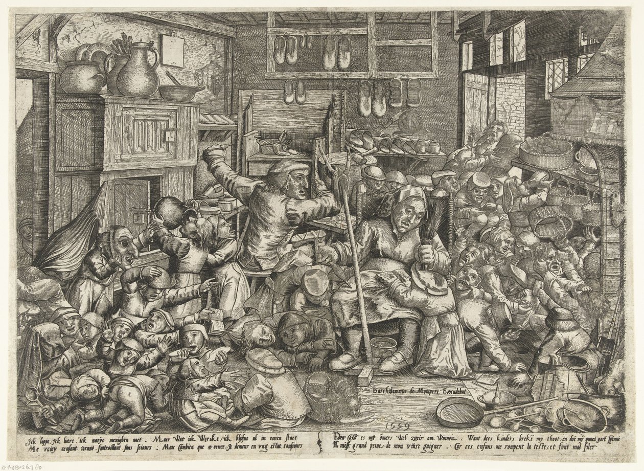 Il calzolaio e la filatrice come maestri di scuola da Pieter van der Borcht (I)