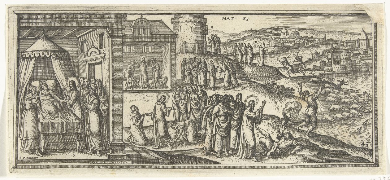 Guarigioni di Cristo Scene bibliche (titolo della serie) da Pieter van der Borcht (I)