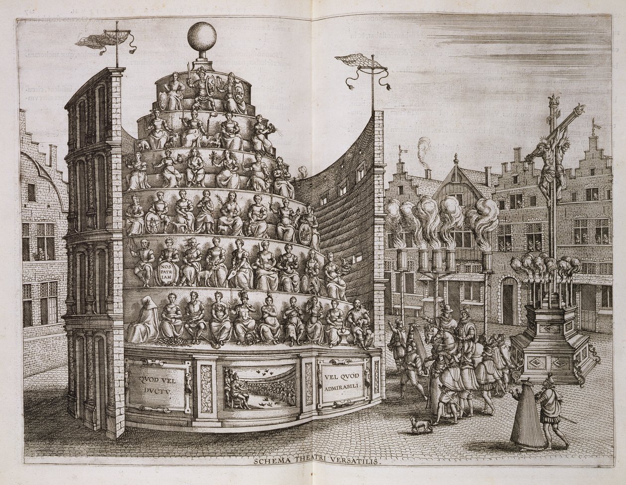 Illustrazione raffigurante un teatro mobile, da 