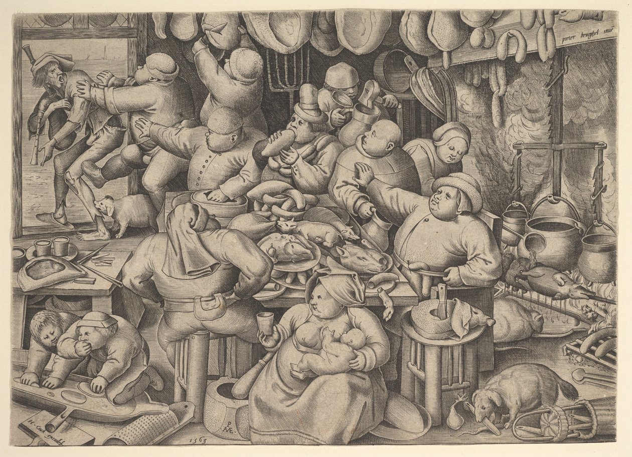 La cucina grassa, 1563 da Pieter van der Heyden