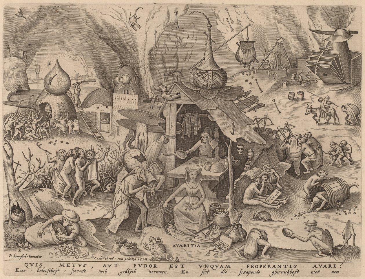 Avarizia da Pieter van der Heyden after Pieter Bruegel the Elder