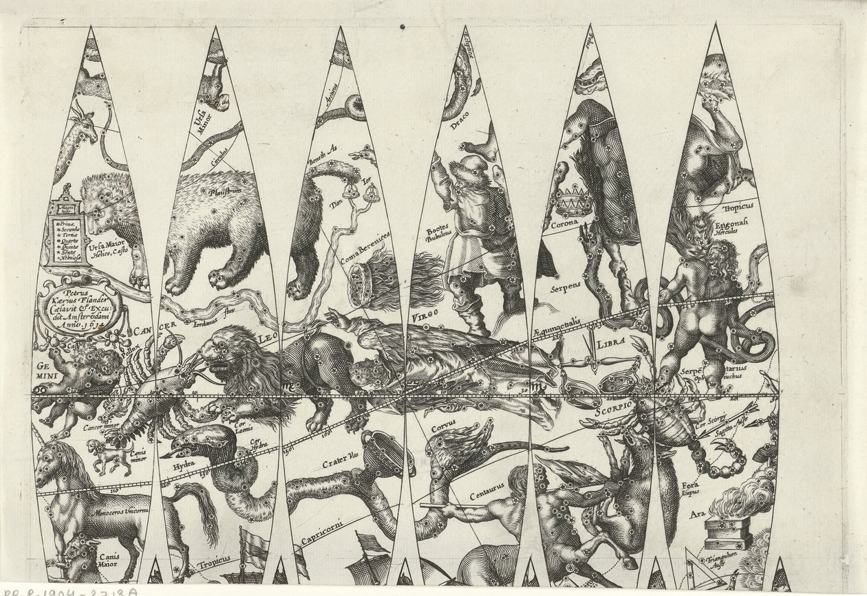 Mappa di una parte dello zodiaco da Pieter van der Keere