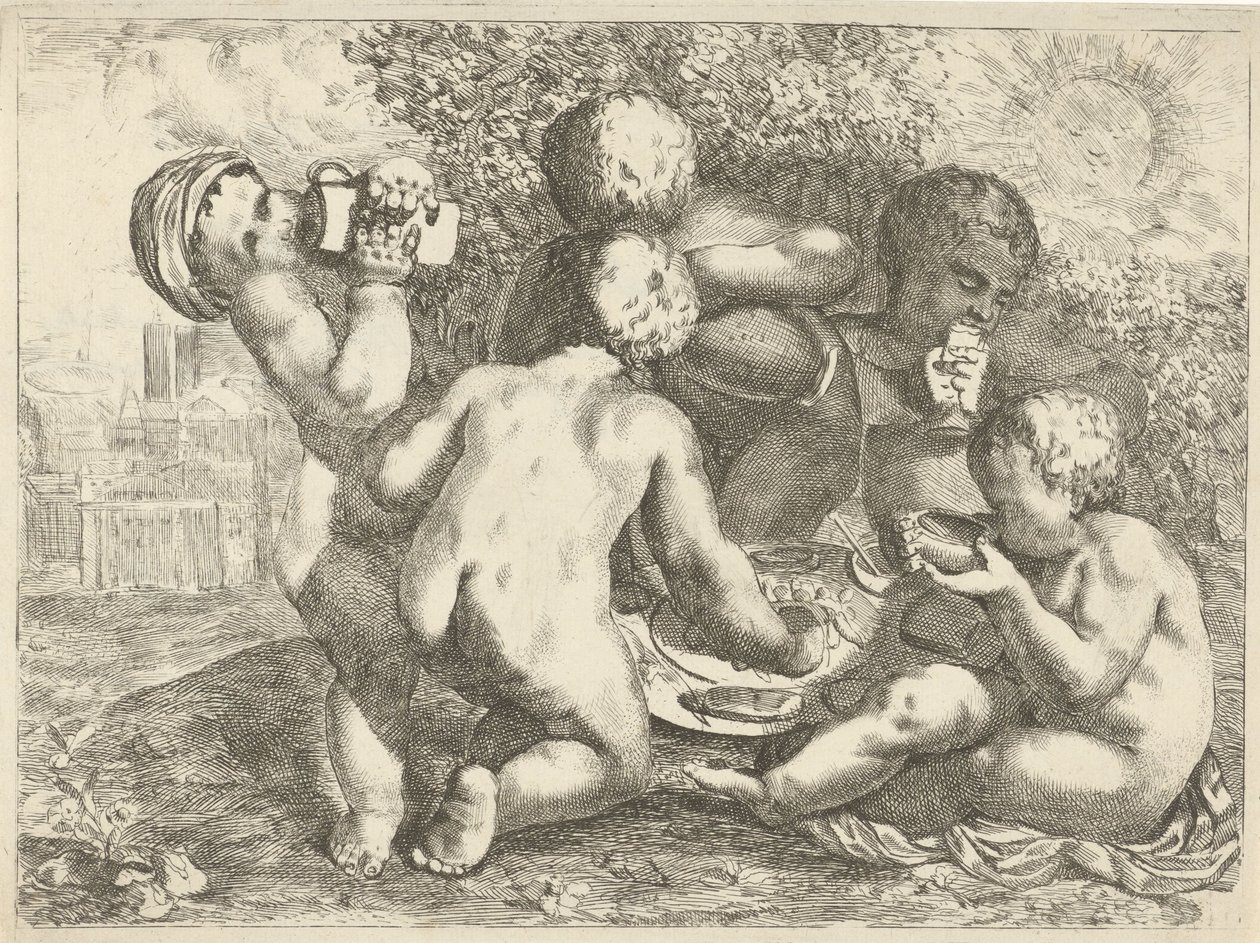 Baccanale con cinque putti da Pieter van der Plas (II)