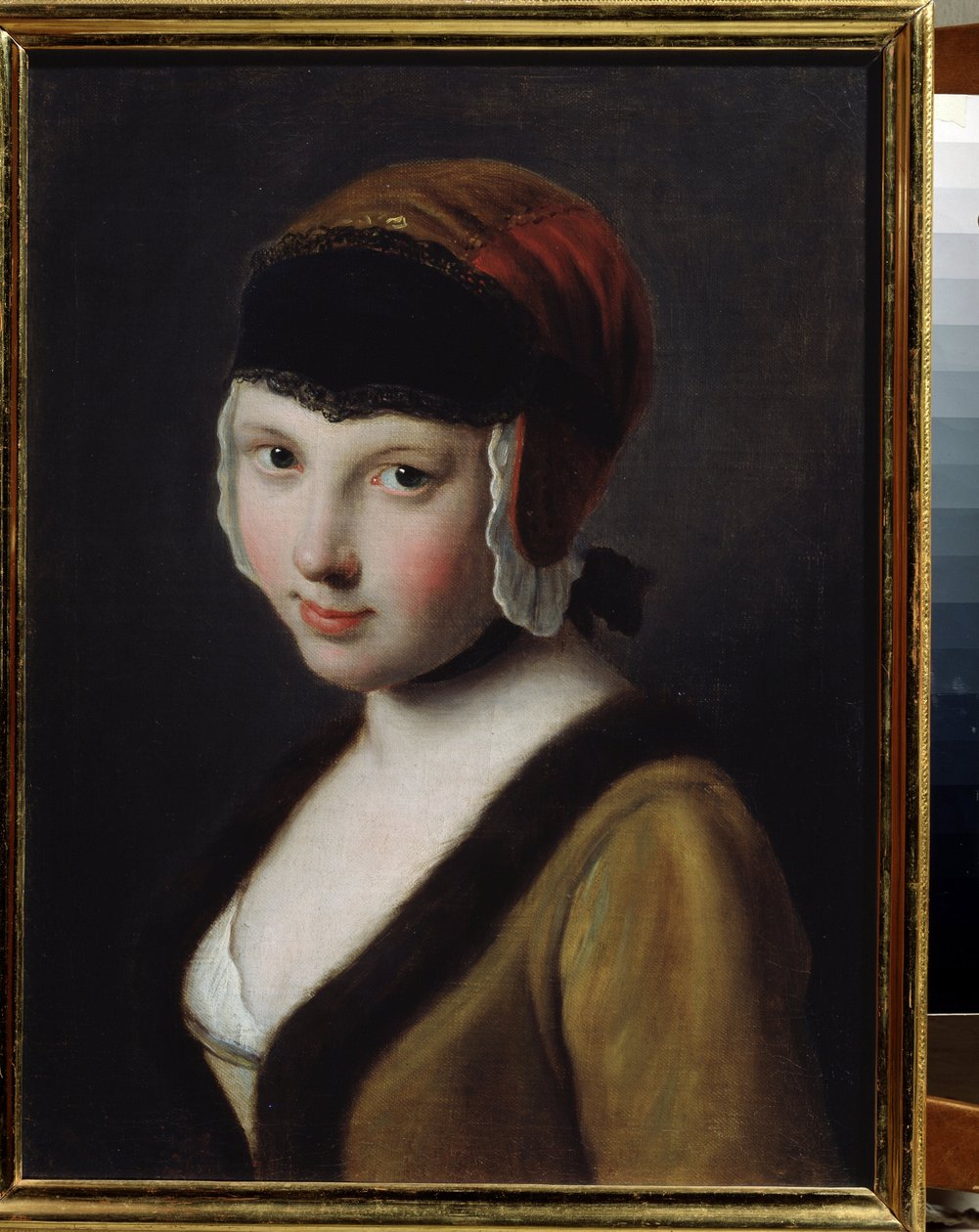 Una ragazza con una maschera nera da Pietro Antonio Rotari
