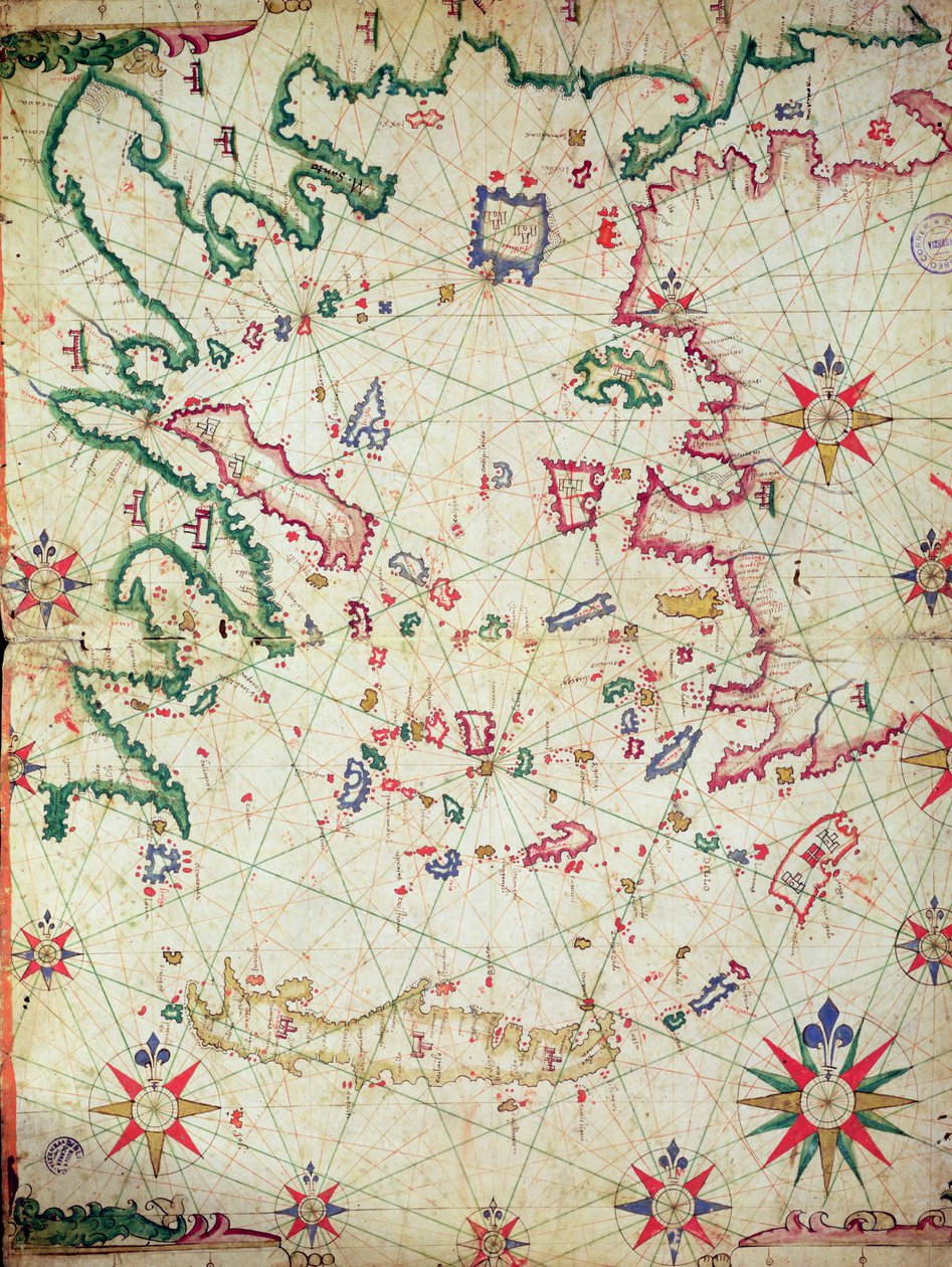 Il Mar Egeo, da un atlante nautico, 1651 da Pietro Giovanni Prunes
