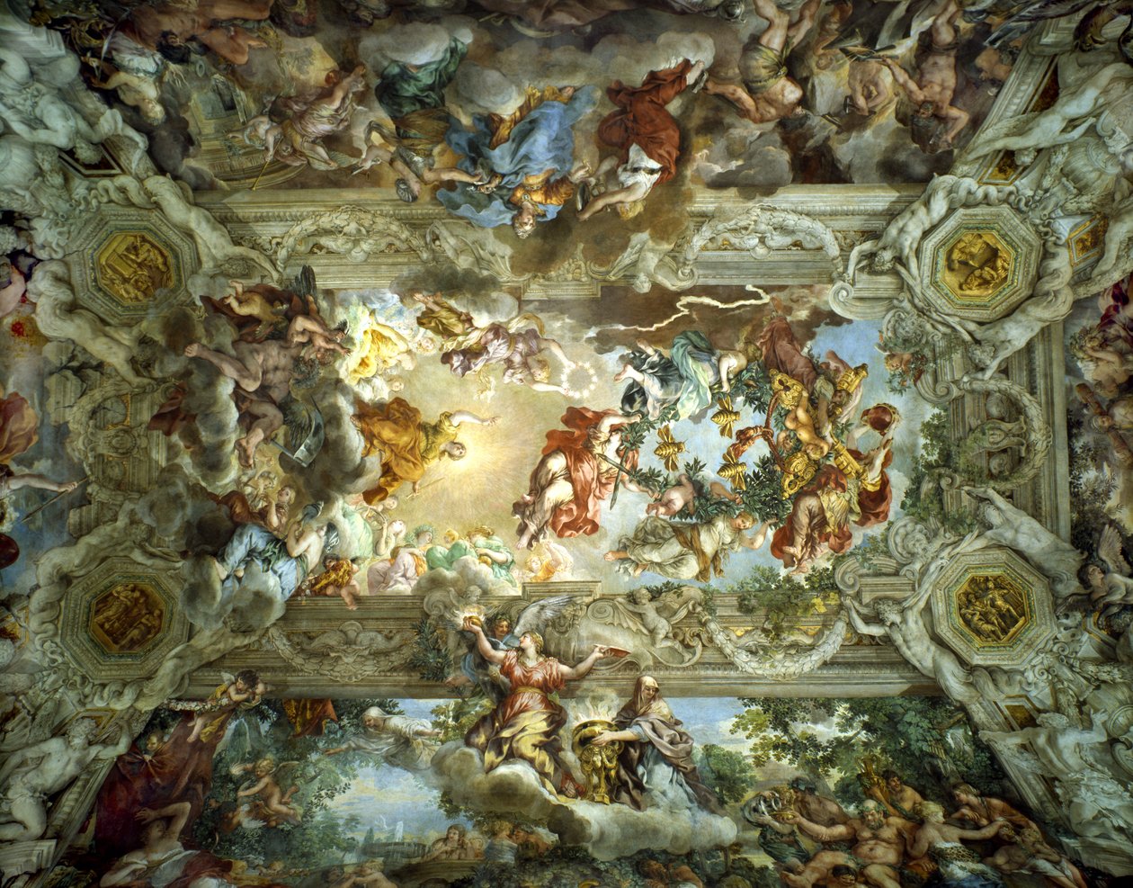 Allegoria della Divina Provvidenza e del Potere Barberini, Soffitto della Sala del Palazzo Barberini, Roma, Italia, 1633-39 da Pietro da Cortona
