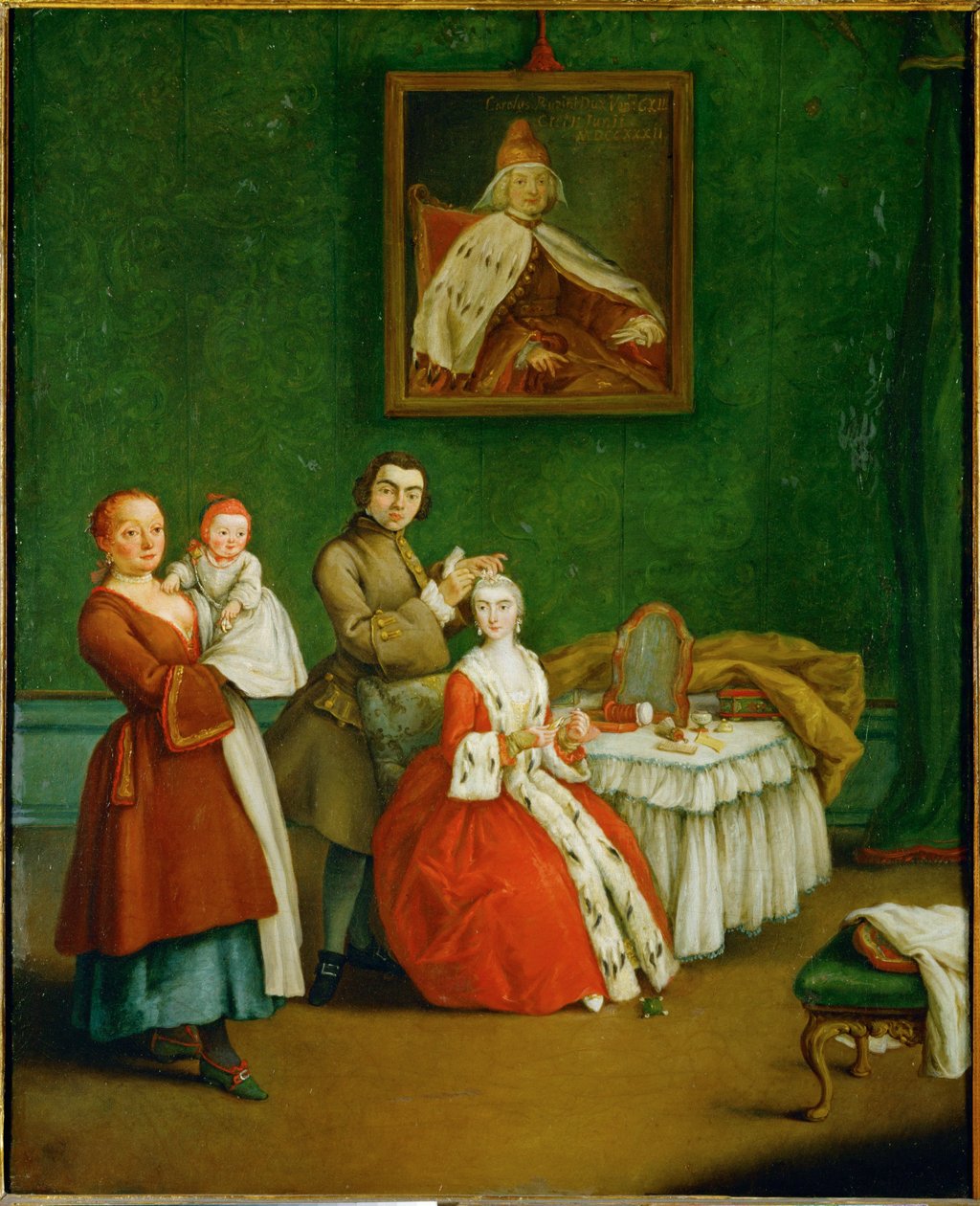 Il parrucchiere... (dipinto su tela) da Pietro (circle of) Longhi