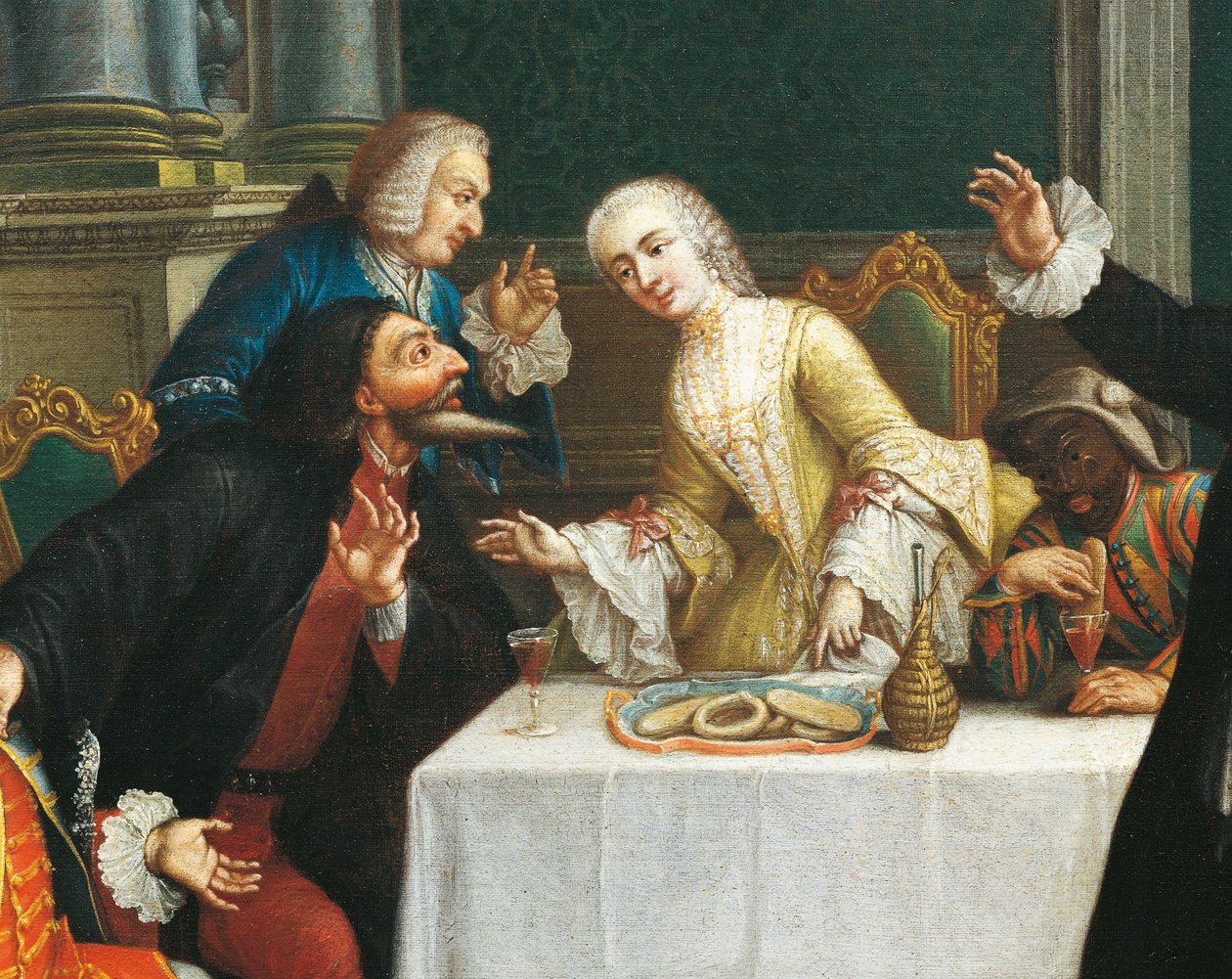 La merenda con le maschere (dettaglio) da Pietro (school of) Longhi