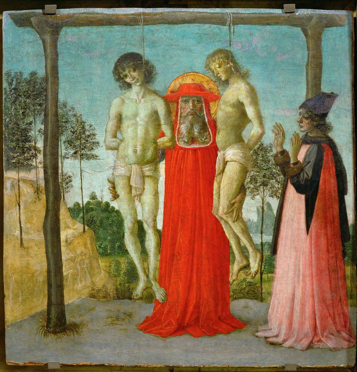 San Girolamo sostiene due giovani impiccati ... da Pietro (studio of) Perugino