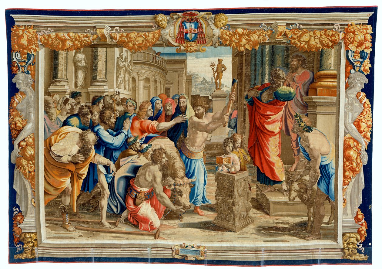 Arazzo del XVII secolo raffigurante il sacrificio di Listra da Pietro 1579 1669 Fevère
