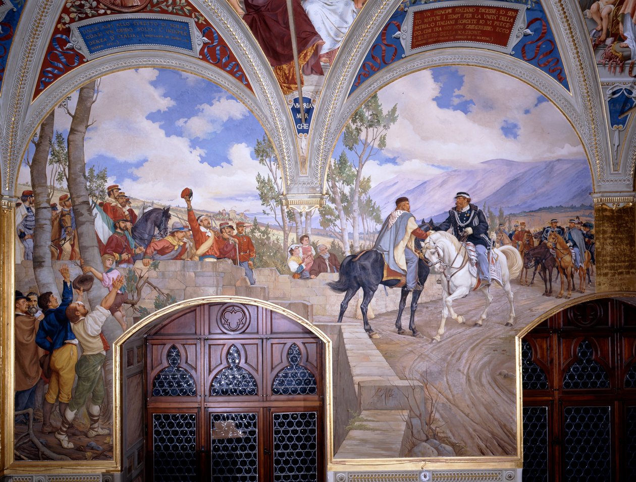 Vittorio Emanuele II incontra Giuseppe Garibaldi a Teano da Pietro Aldi