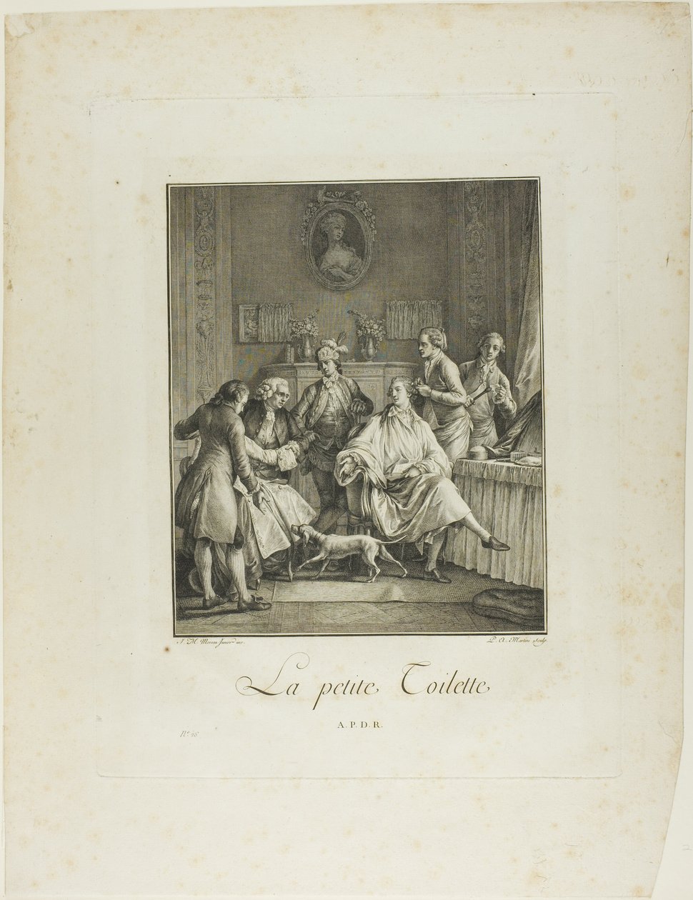 La piccola toilette, dal Monument du Costume Physique et Moral de la fin du Dix-huitième siècle da Pietro Antonio Martini