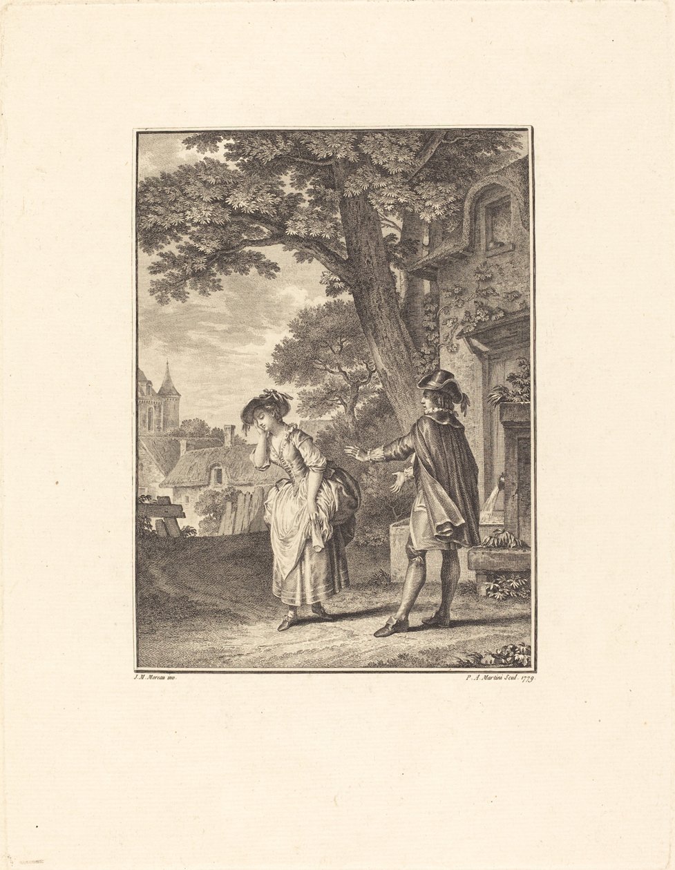 Le Devin du Village (Colette piangente) da Pietro Antonio Martini after Jean Michel Moreau