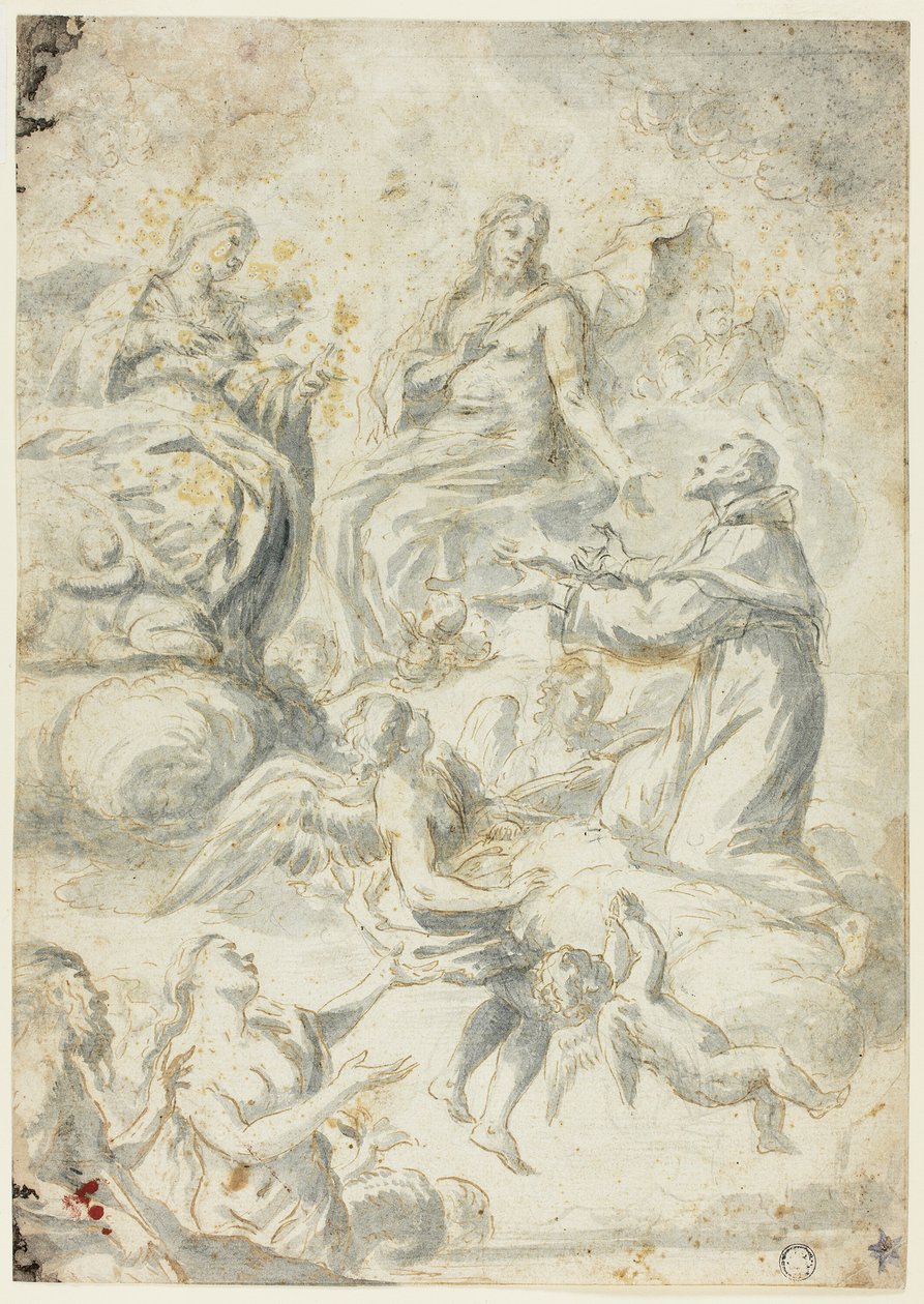 San Nicola da Tolentino intercede presso Cristo e la Madonna per le anime del limbo da Pietro Antonio Novelli