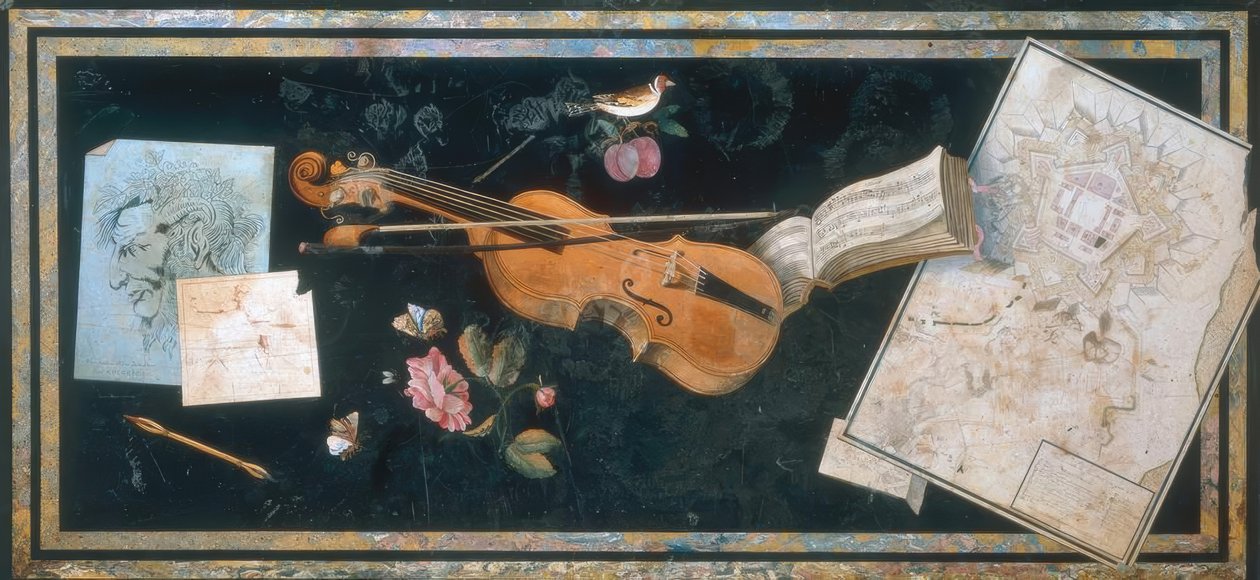 Piano del tavolo con Scagliola Firenze da Pietro Antonio Paolini
