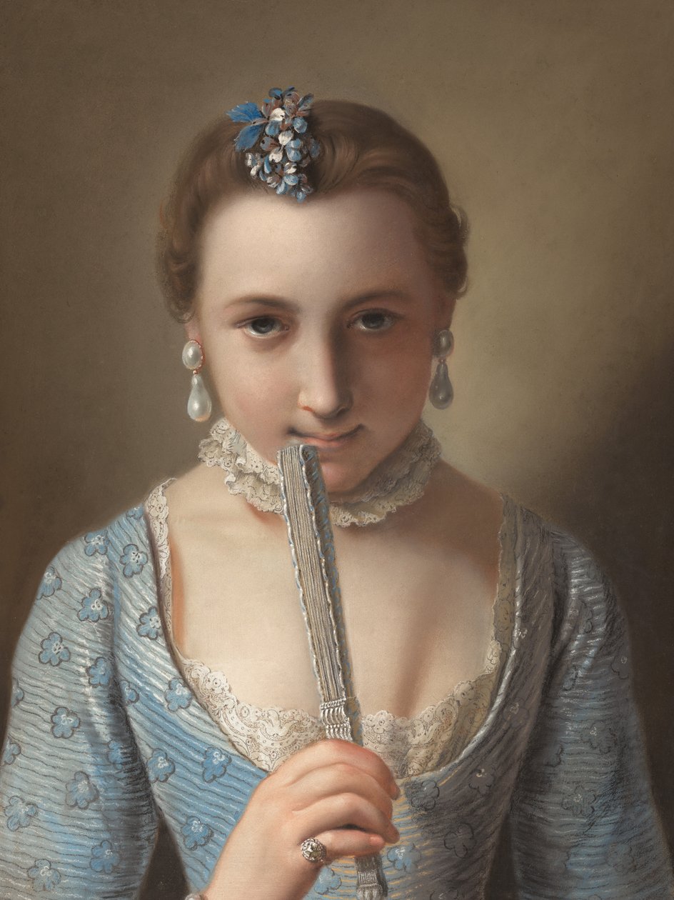 Giovane donna con ventaglio da Pietro Antonio Rotari