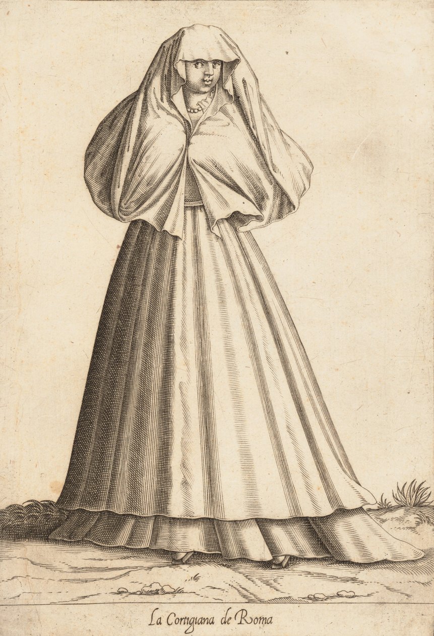 La cortigiana di Roma, ca. 1580 da Pietro Bertelli.