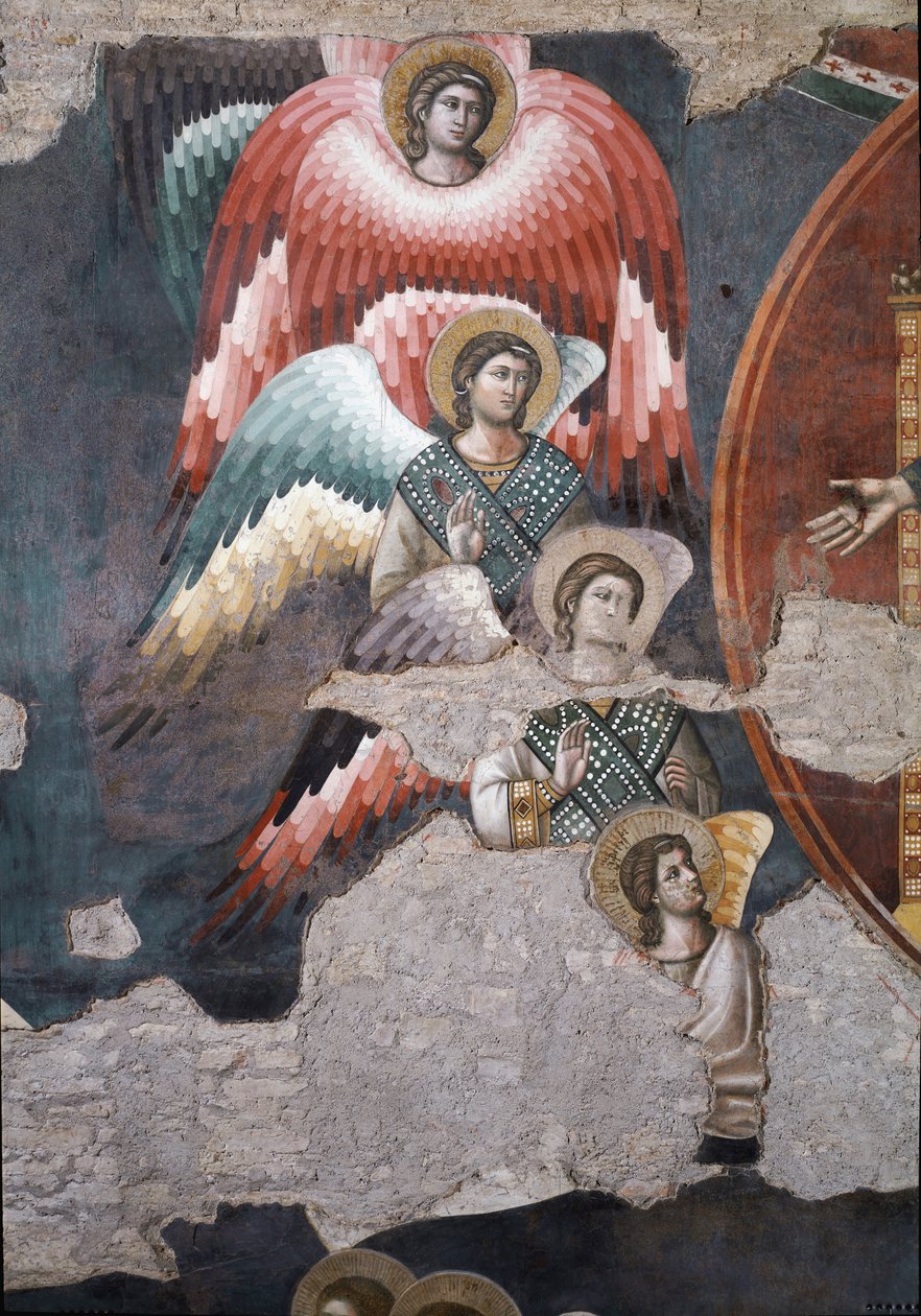 Il Giudizio Universale, dettaglio di angeli - Affresco da Pietro Cavallini