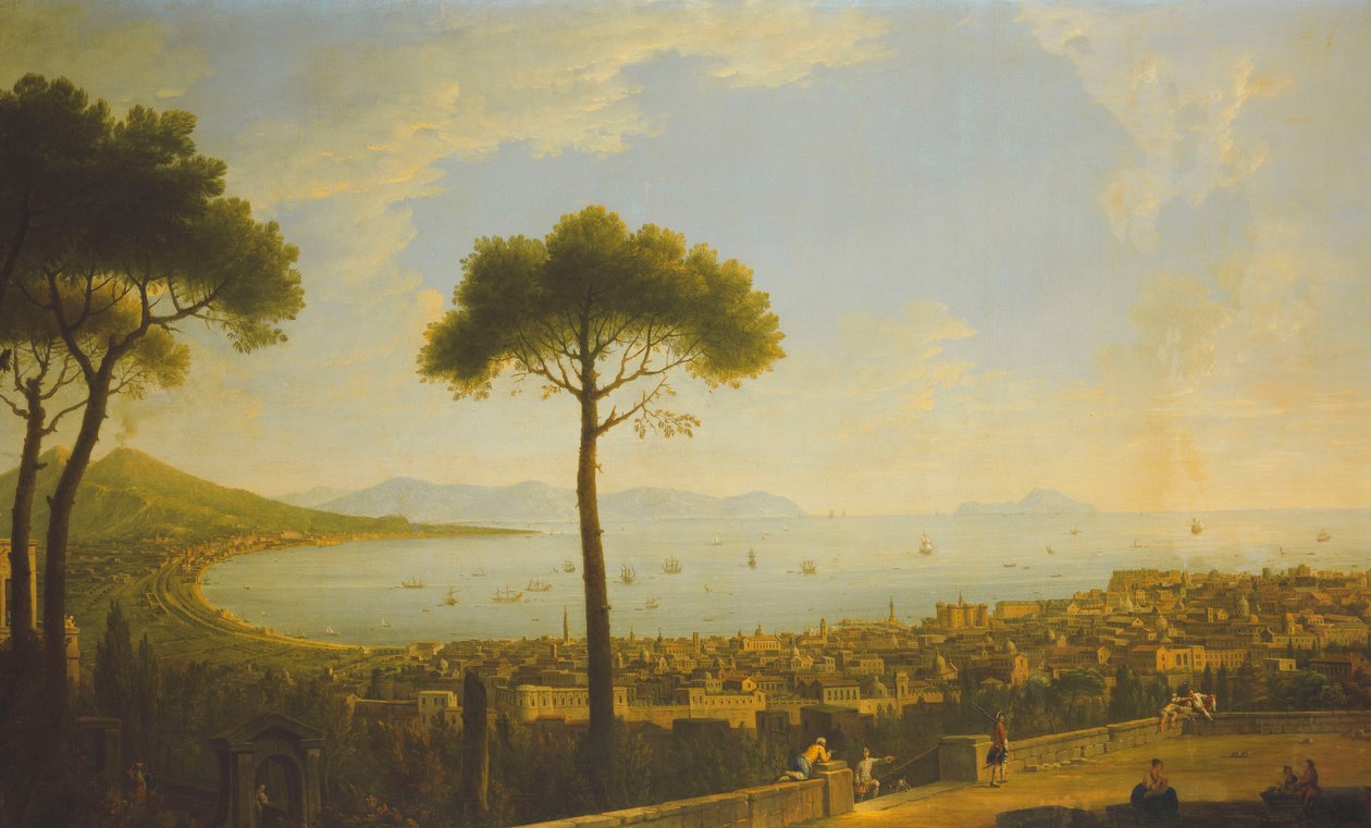 Vista panoramica di Napoli, il Golfo di Napoli, Portici, Vesuvio, la Penisola Sorrentina e Capri dalla Conocchia da Pietro Fabris