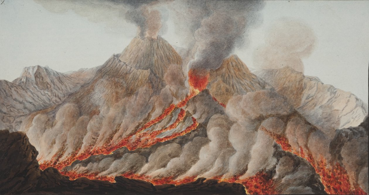 Tavola X da Campi Phlegraei: Osservazioni sui vulcani delle due Sicilie di William Hamilton, 1776 da Pietro Fabris