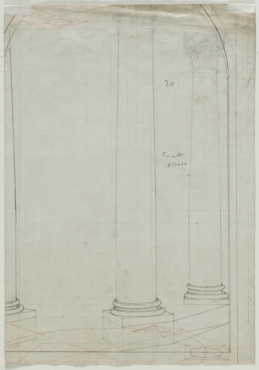 Disegno Architettonico di Colonne (verso) da Pietro Fancelli
