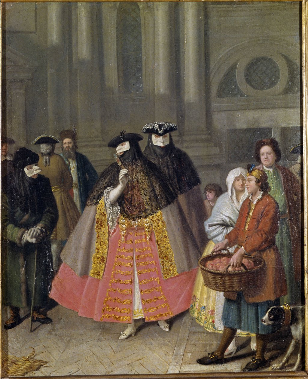 Conversazione con maschere o la Venditrice di mele da Pietro Longhi