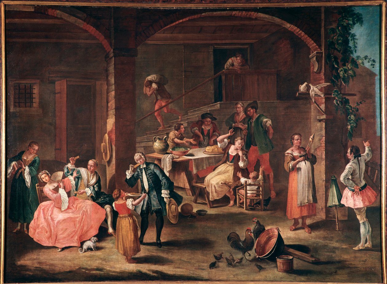 La merenda in campagna Dipinto di Pietro Longhi (1702-1785) circa 1750. Dim 96x131 cm Venezia, Ca