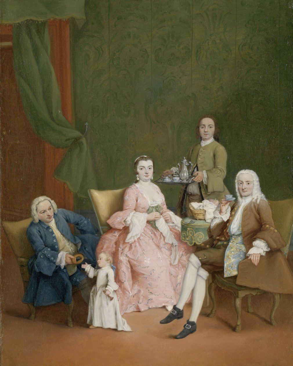 Ritratto di una famiglia veneziana con un domestico che serve caffè da Pietro Longhi