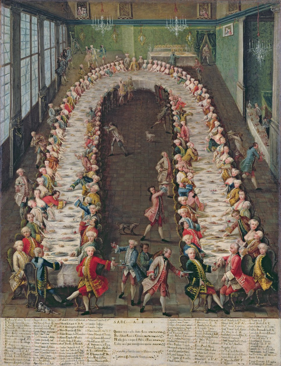 Il banchetto a Casa Nani, dato in onore del loro ospite, Clemente Augusto, Elettore Arcivescovo di Colonia, il 9 settembre 1755 da Pietro Longhi