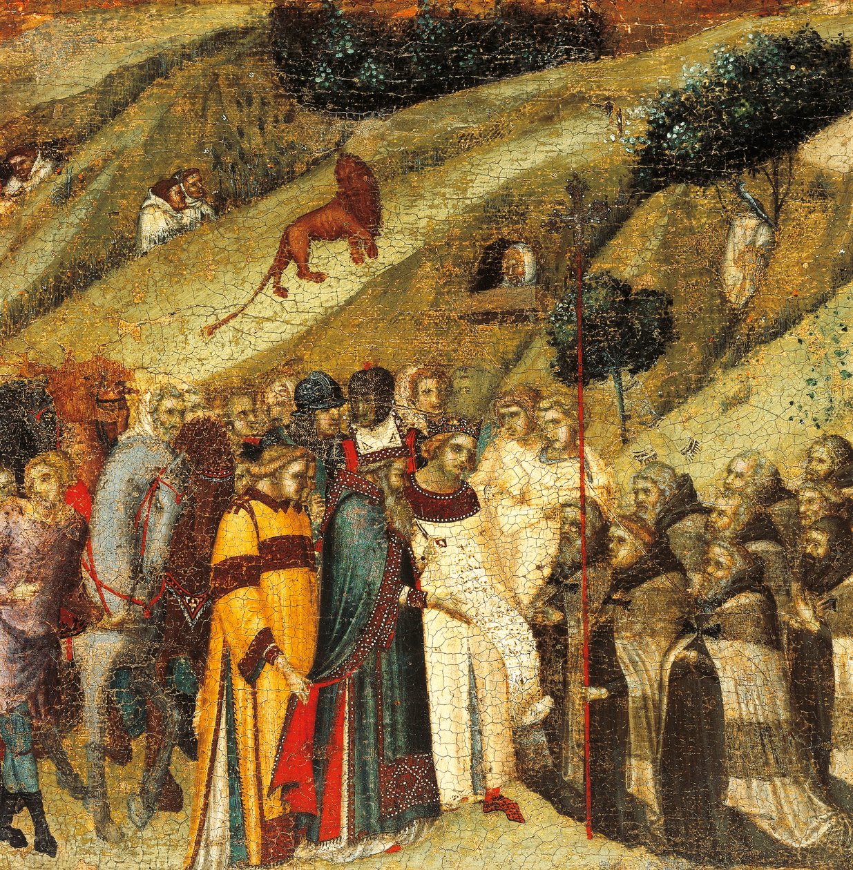 Primi eremiti carmelitani nella sorgente di Elia (dettaglio) da Pietro Lorenzetti
