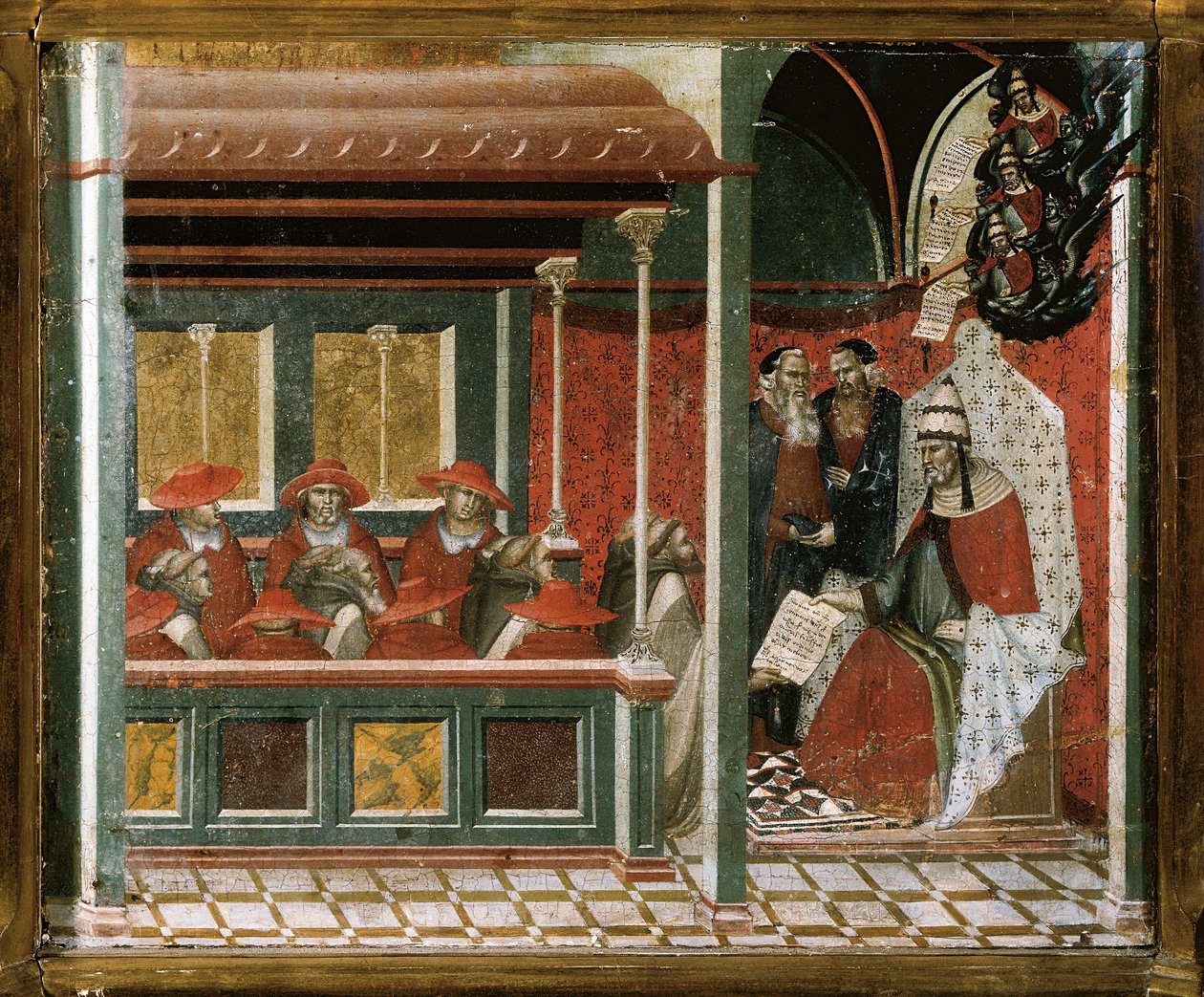 Papa Onorio III approva la regola carmelitana (dettaglio) da Pietro Lorenzetti