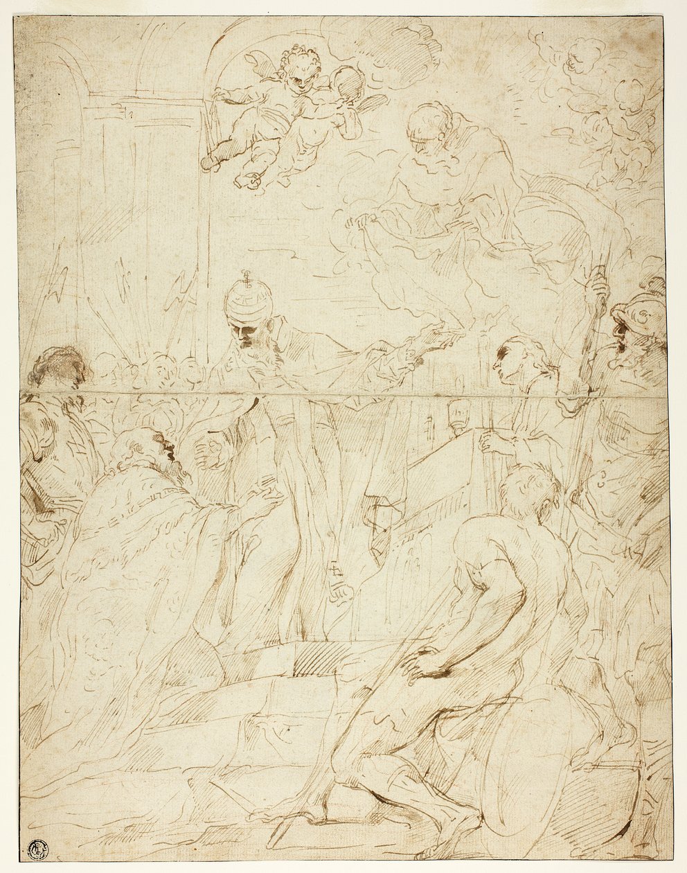 Santo che Appare al Sovrano (recto); Putto Volante (verso) da Pietro Novelli