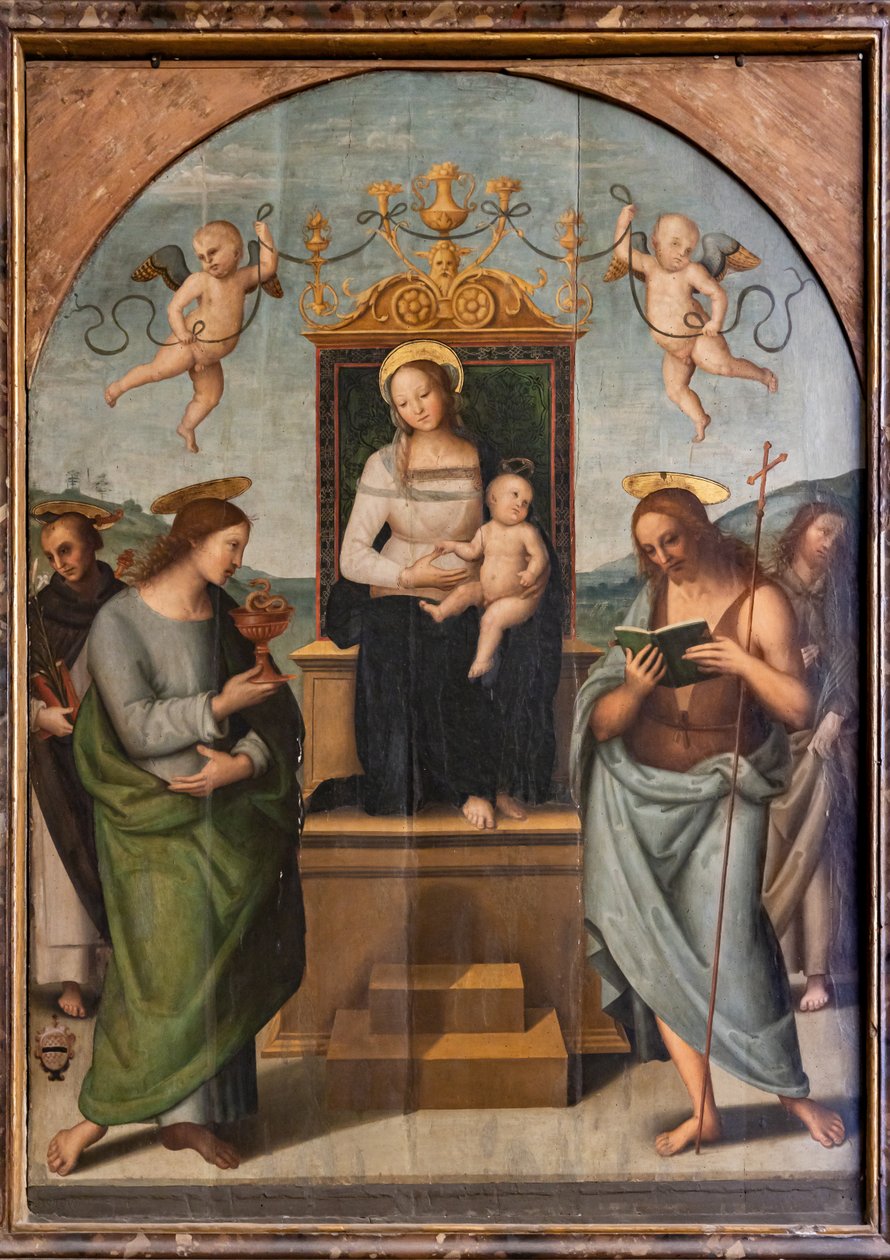Vergine in trono tra San Gervasio, Protasio, Paolo e Pietro da Pietro Perugino
