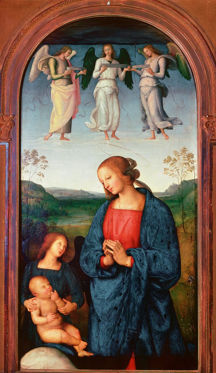 Polittico della Certosa di Pavia: Madonna con il Bambino e tre angeli da Pietro Perugino