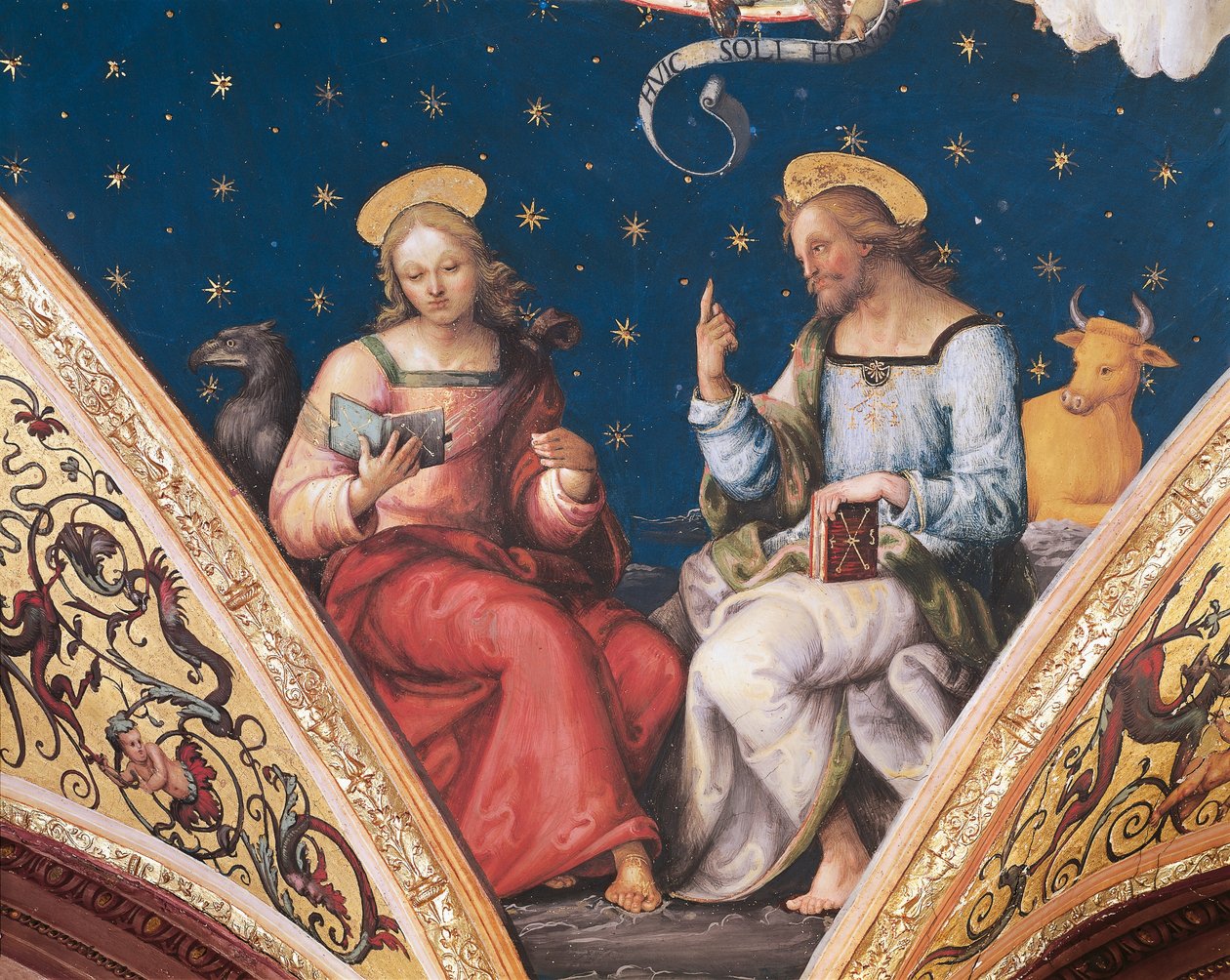 San Luca e San Giovanni, dettaglio da Il Padre Eterno, con santi ed evangelisti da Pietro Perugino
