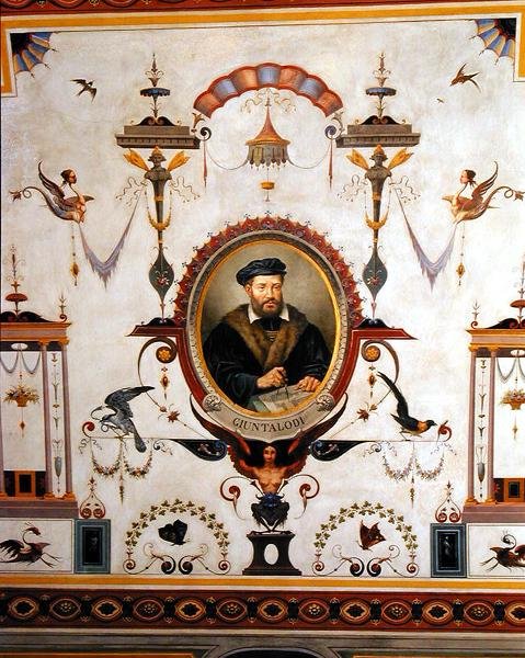 Ritratto di Giuntalodi, dettaglio dal soffitto della Sala del Sindaco da Pietro Pezzati